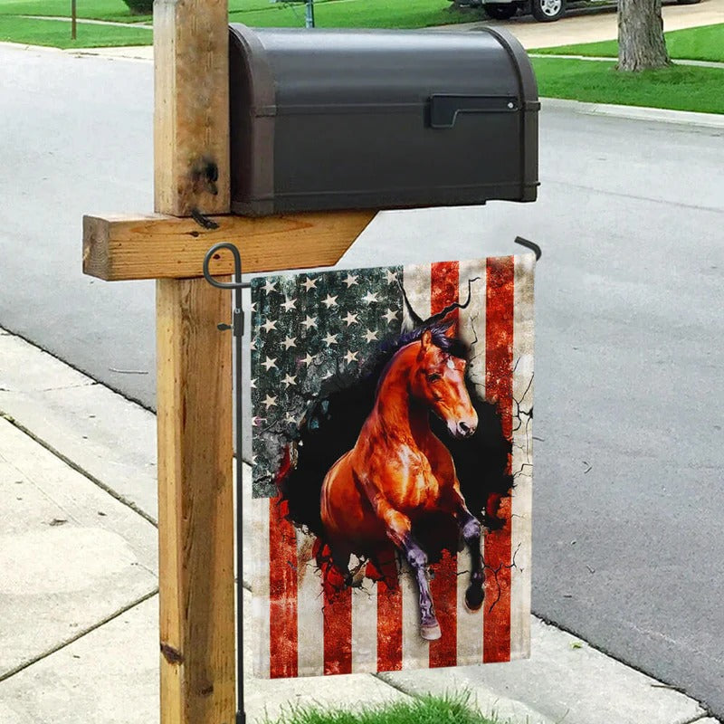 American Flag Horse Garden Flag, House Flag
