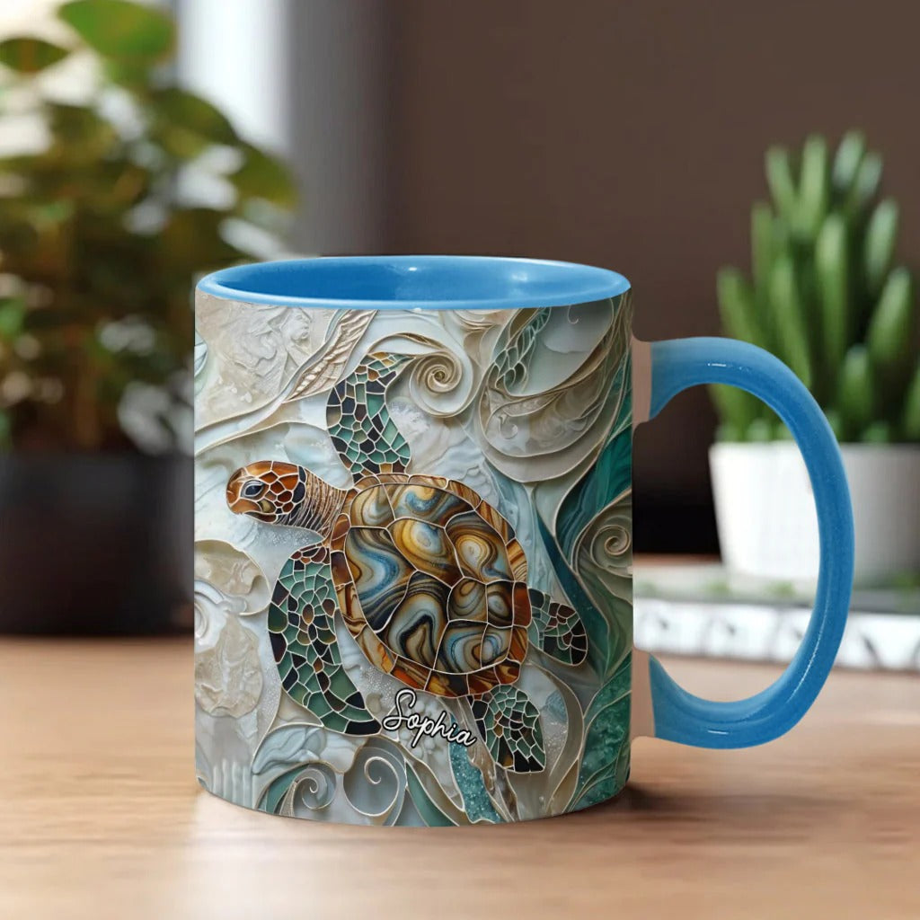 Love Turtles, Personalized Turtle Accent Mug