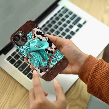 Western Cowgirl Boot - Personalized Cowgirl Full Print Phone Case