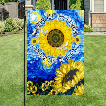 Hippie Sunflower Garden Flag, House Flag