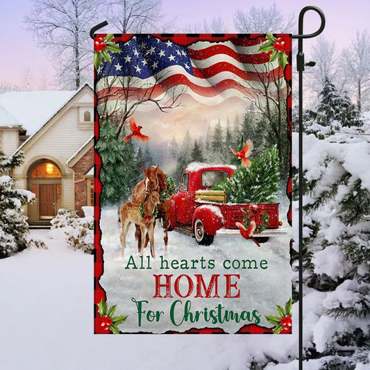 All Hearts Come Home For Christmas Garden Flag, House Flag