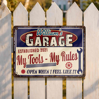 My Tools My Rules, Open When I Feel Like It, Personalized Metal Sign, Gift for DIY Enthusiasts