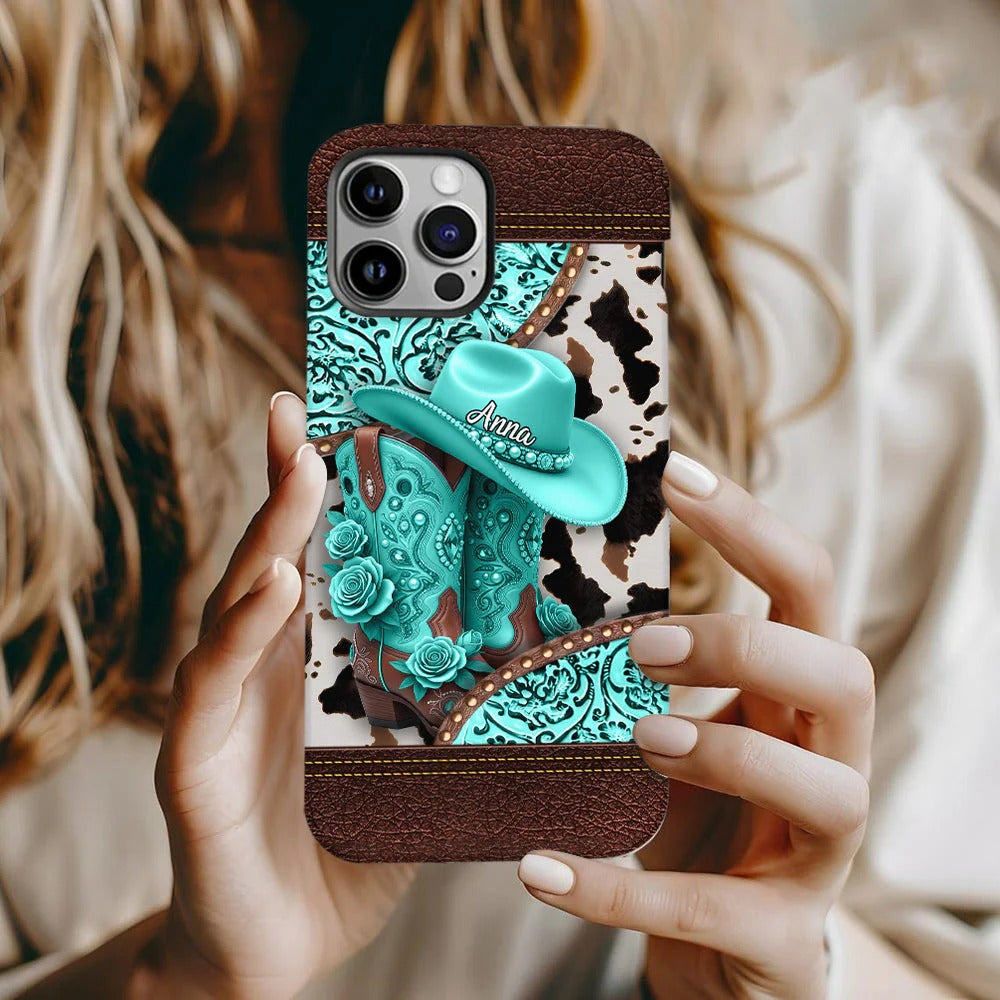 Western Cowgirl Boot - Personalized Cowgirl Full Print Phone Case