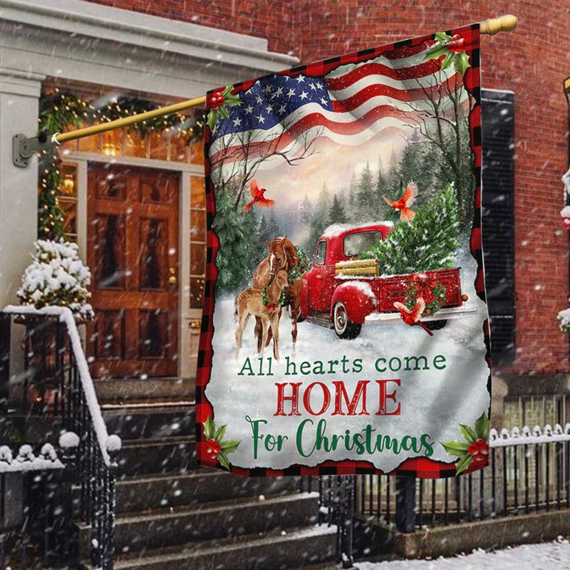 All Hearts Come Home For Christmas Garden Flag, House Flag
