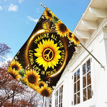 Hippie Sunflower Garden Flag, House Flag