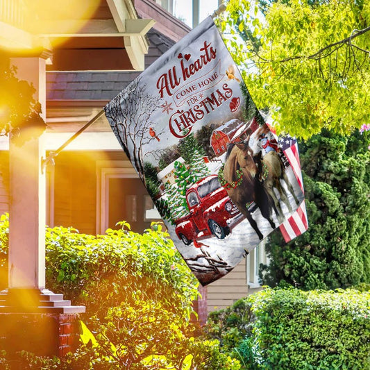 All Hearts Come Home For Christmas - Horse Garden Flag, House Flag