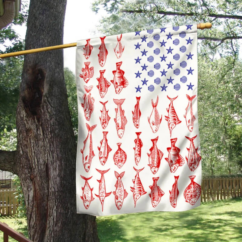 Fish & Sea Shells American Garden Flag, House Flag