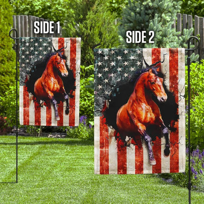 American Flag Horse Garden Flag, House Flag