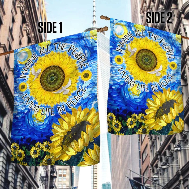 Hippie Sunflower Garden Flag, House Flag