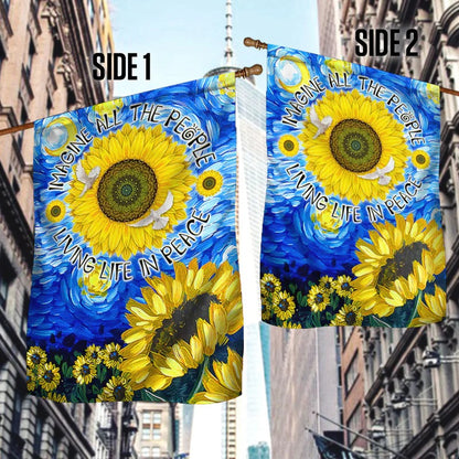 Hippie Sunflower Garden Flag, House Flag
