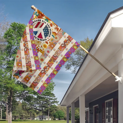 Hippie Imagine All The People Living Life In Peace Garden Flag, House Flag