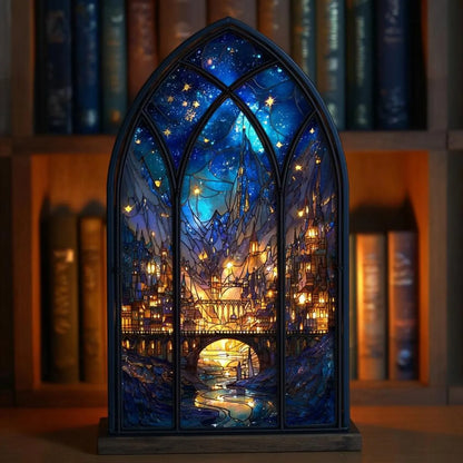 Celestial Night City Suncatcher Candle Holder