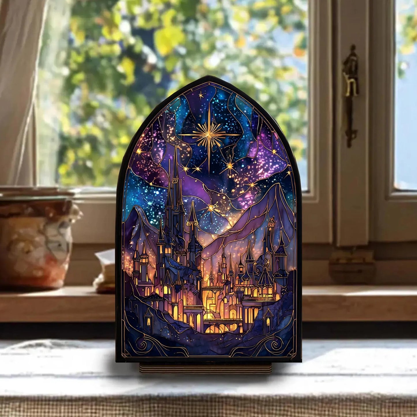 Celestial Night City Suncatcher Candle Holder