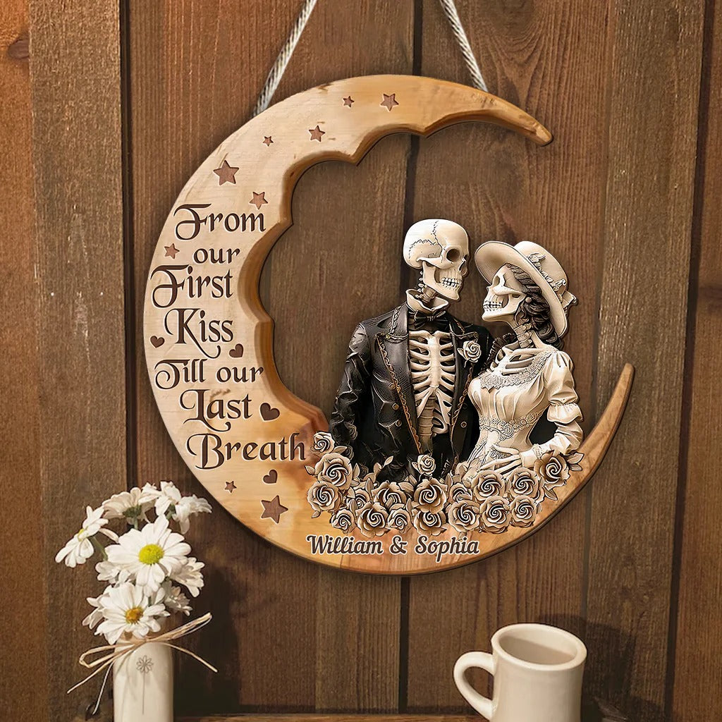 From Our First Kiss Custom Shaped Wood Sign - Gift For Couple