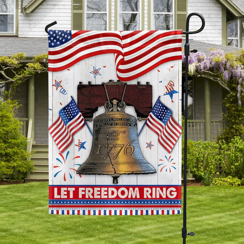 Let Freedom Ring Independence Day Liberty Bell Garden Flag, House Flag