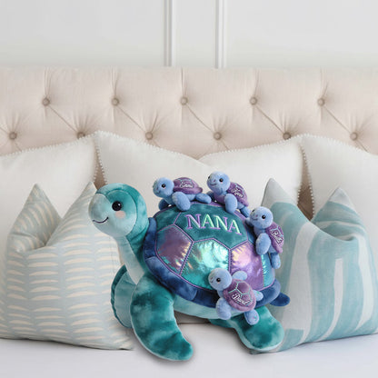 Turtle Gift For Mom Grandma - Personalized Grandma Faux Fur Shaped Pillow