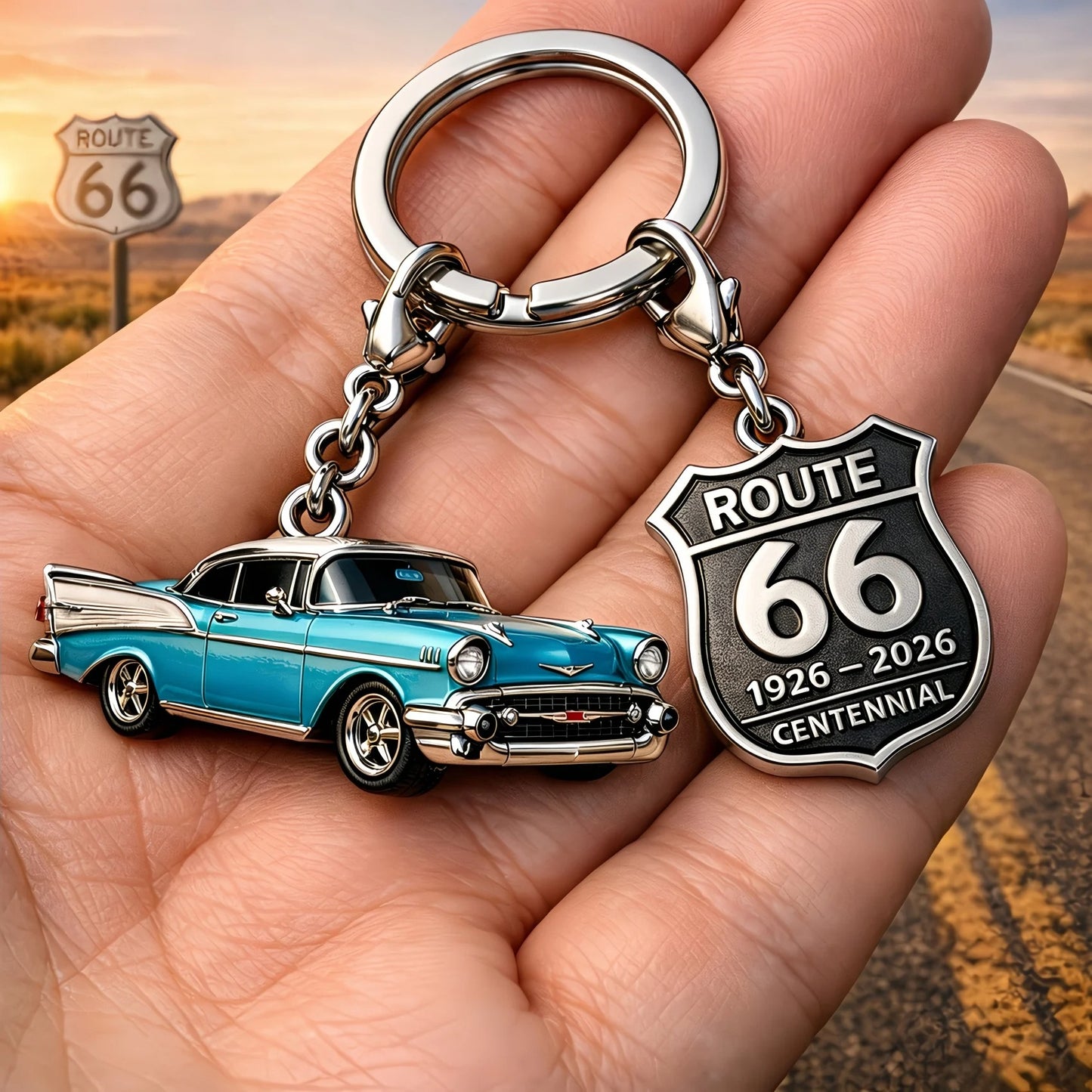 U.S. Route 66 Centennial Commemorative Keychain