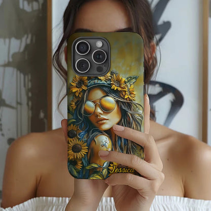 Hippie Soul Sunflower Girl - Personalized Hippie Full Print Phone Case