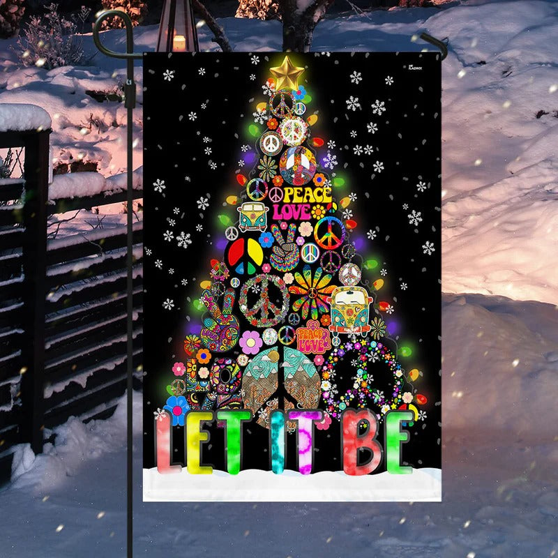 Hippie Christmas Tree Garden Flag, House Flag