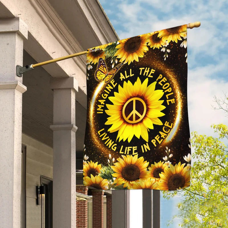 Hippie Sunflower Garden Flag, House Flag