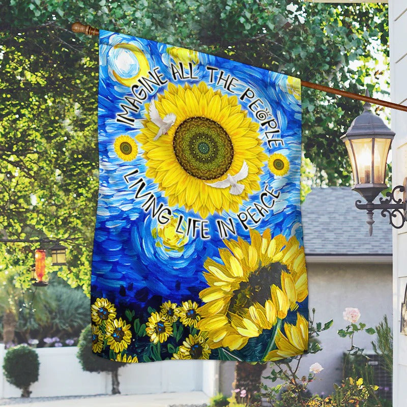 Hippie Sunflower Garden Flag, House Flag