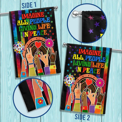 Hippie Peace Rainbow Garden Flag, House Flag