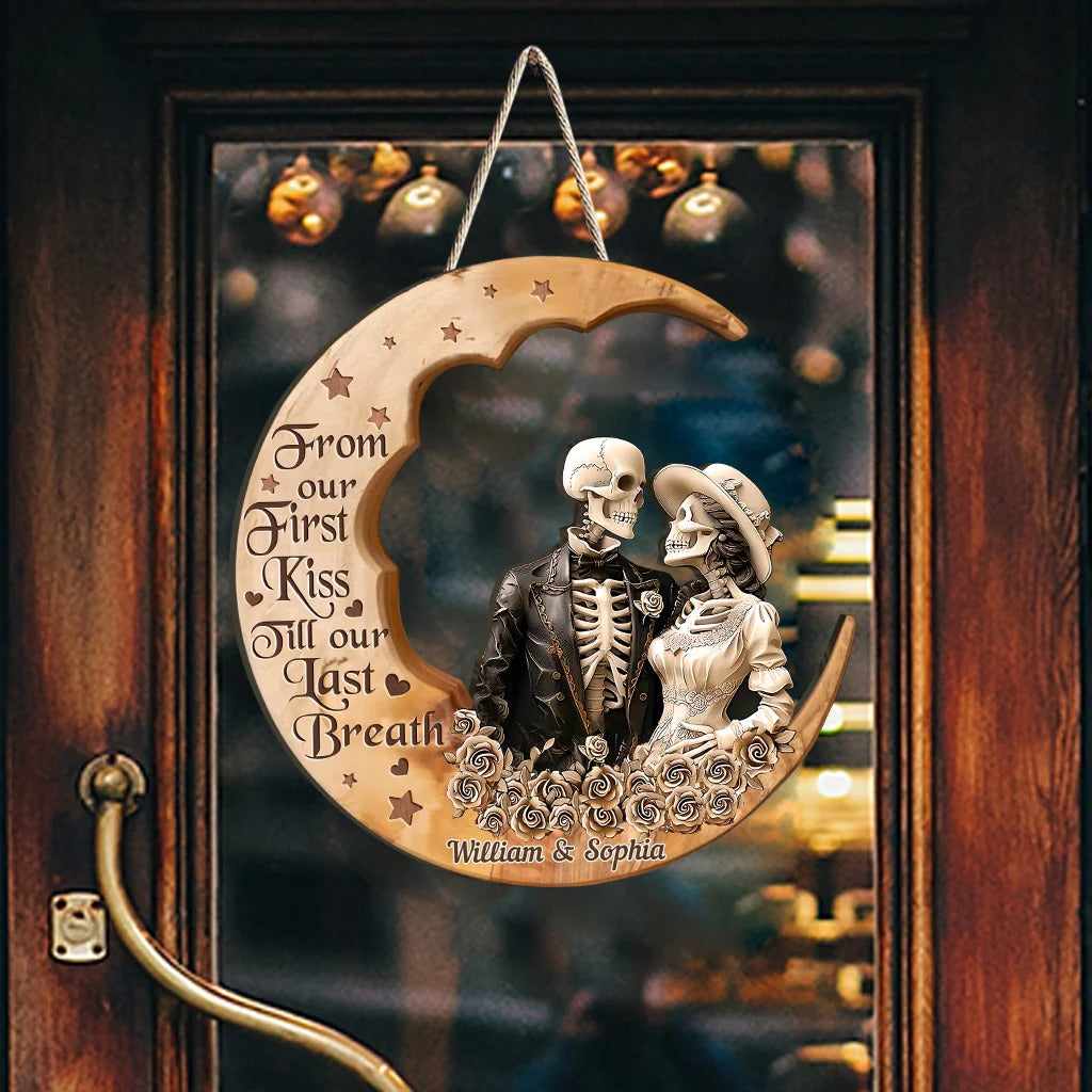 From Our First Kiss Custom Shaped Wood Sign - Gift For Couple