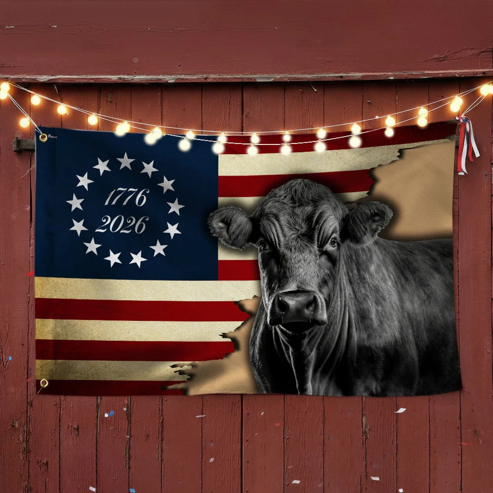 250 Years Black Angus Cattle Proud Farmer Farm Life Grommet Flag
