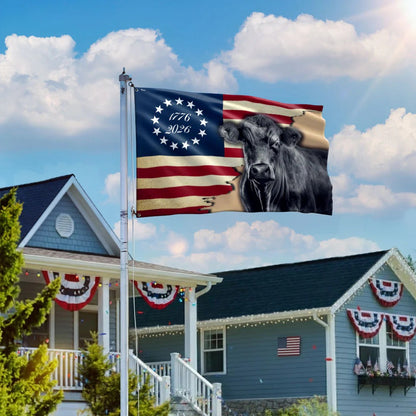 250 Years Black Angus Cattle Proud Farmer Farm Life Grommet Flag