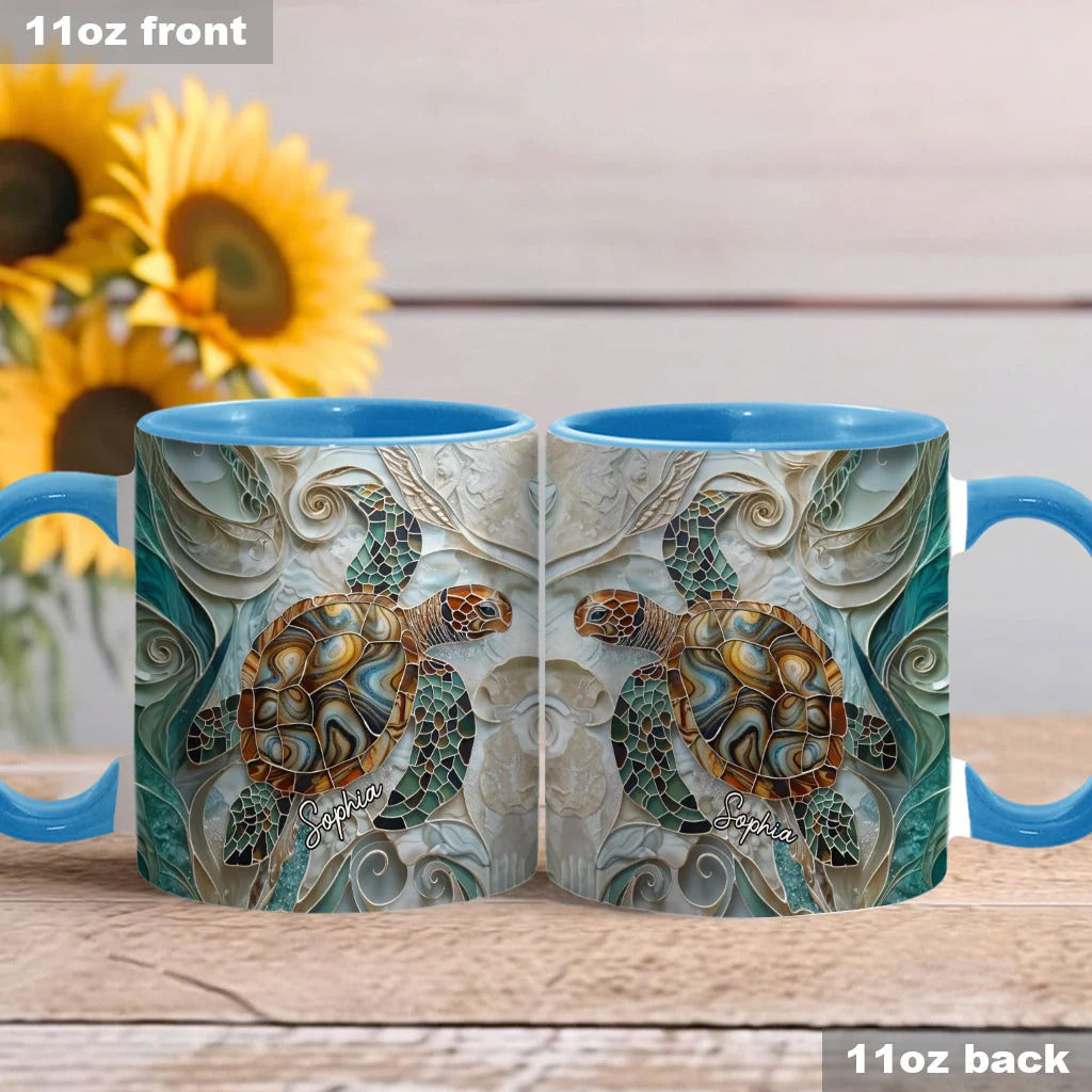 Love Turtles, Personalized Turtle Accent Mug
