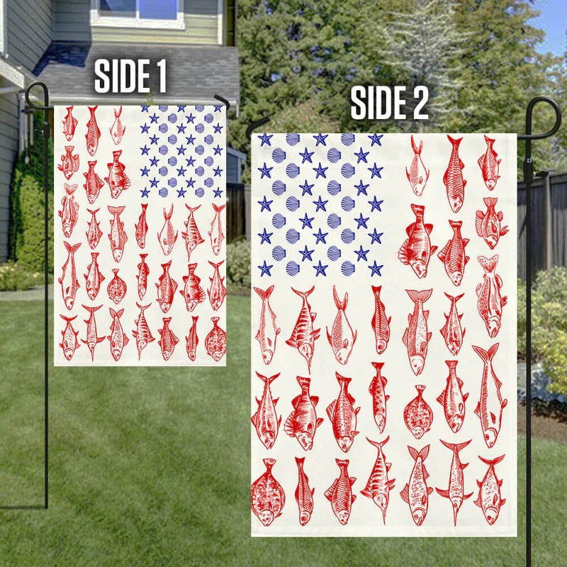 Fish & Sea Shells American Garden Flag, House Flag