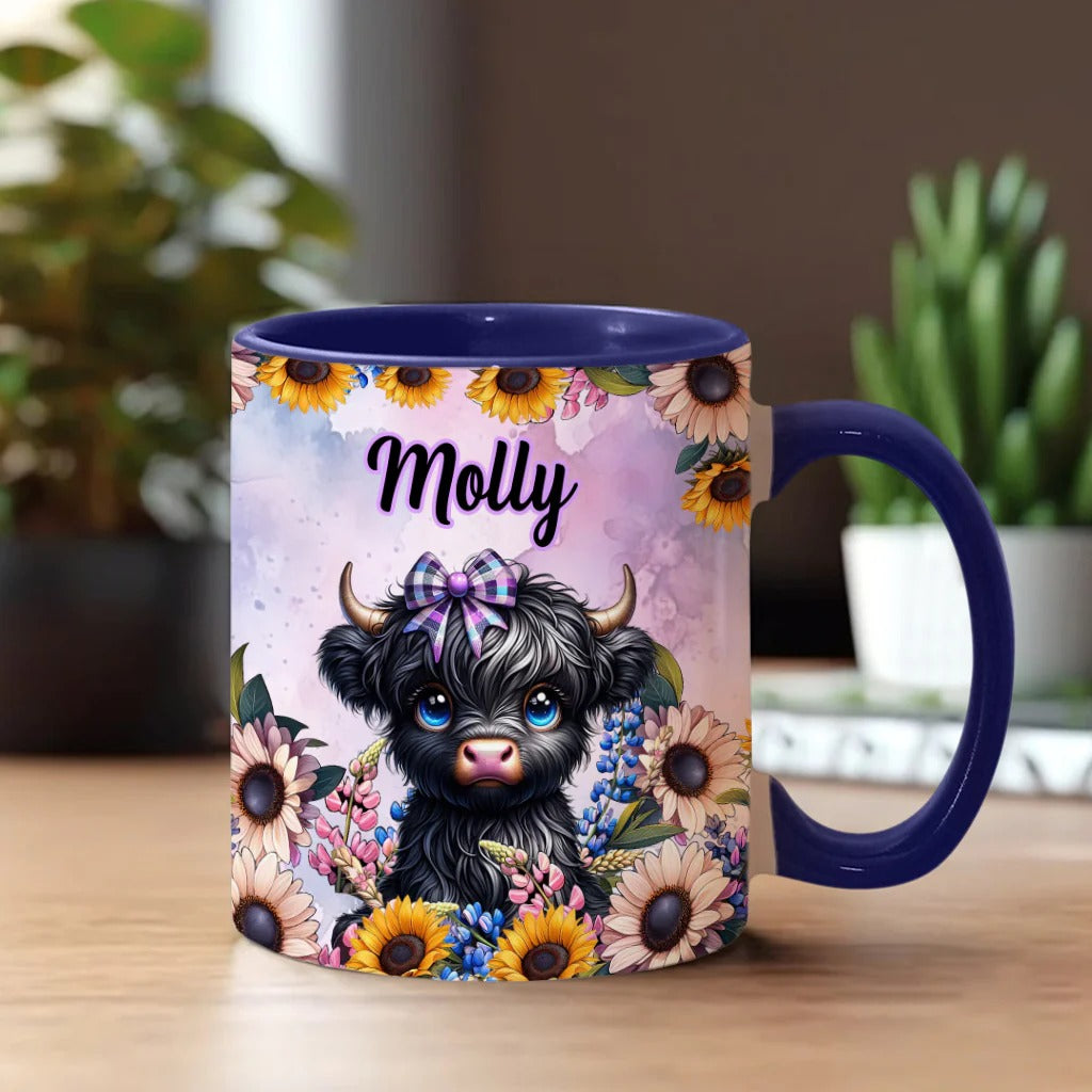 Cute Little Highland Cow - Personalized Accent Mug