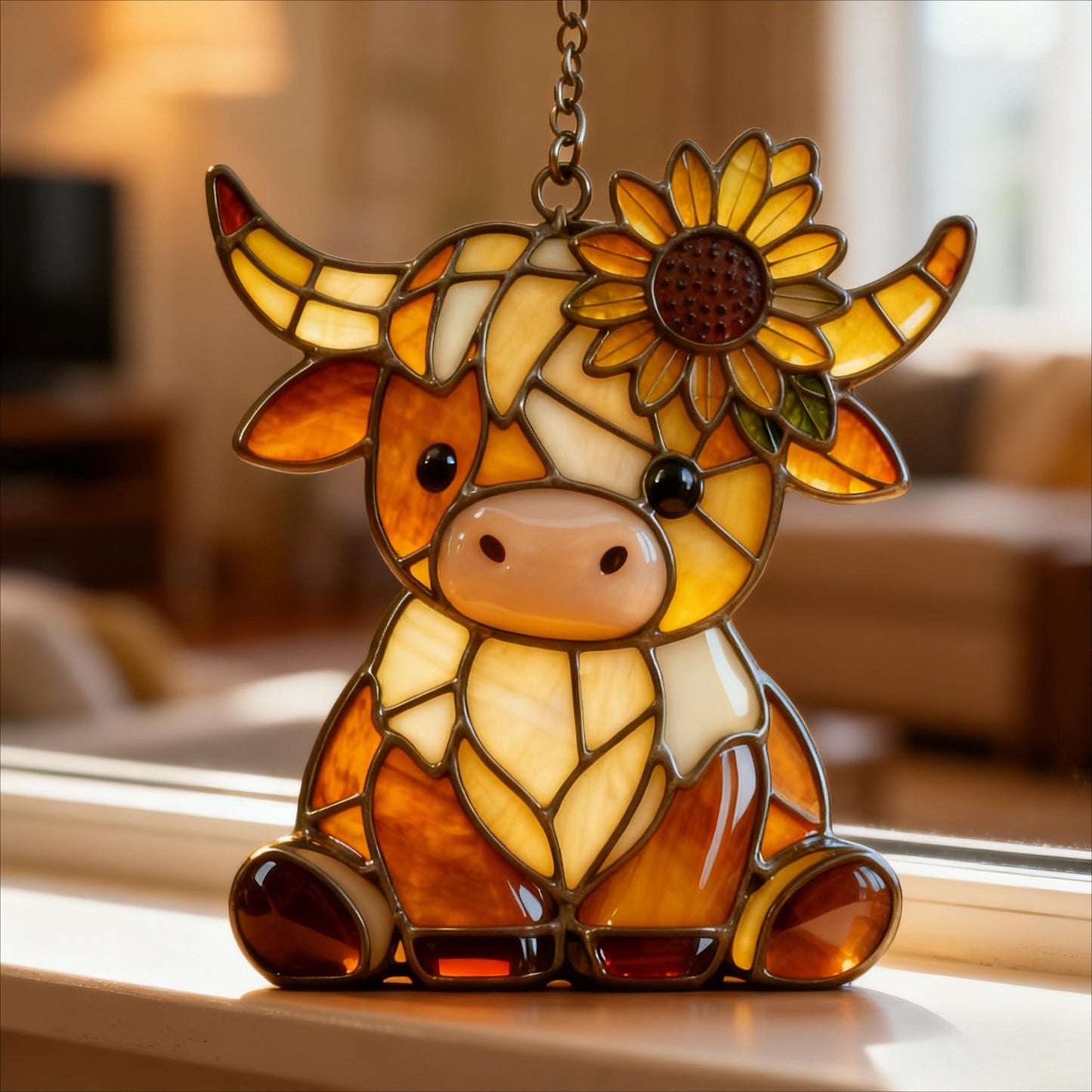 Cute Highland Cow Acrylic Suncatcher, Hangging Decor