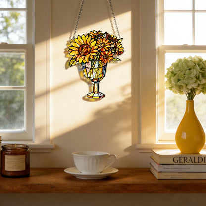 Beautiful Sunflower - Personalized Window Hanging Suncatcher Acrylic