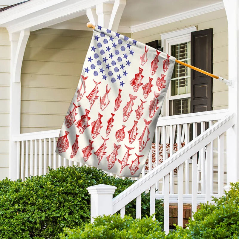 Fish & Sea Shells American Garden Flag, House Flag