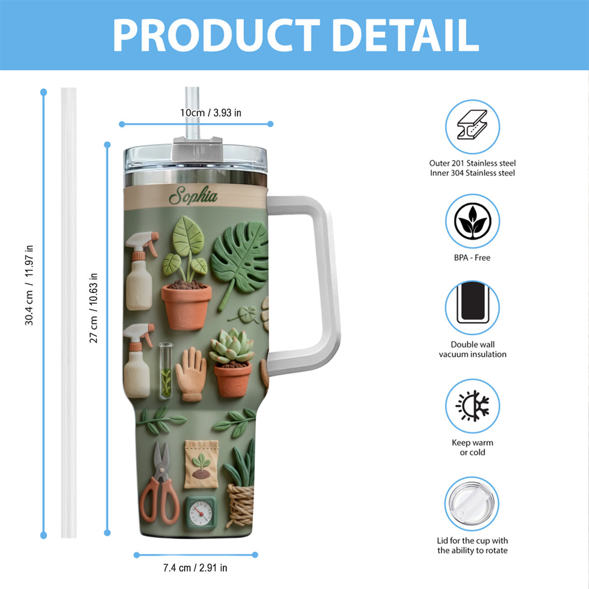 Plant Mom - Personalized Tumbler With Handle