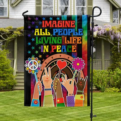 Hippie Peace Rainbow Garden Flag, House Flag
