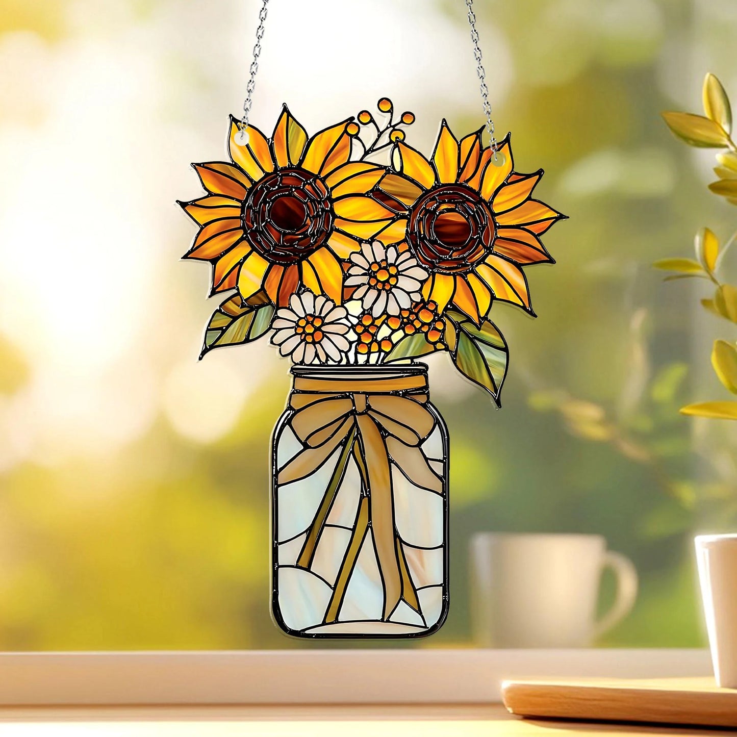 Beautiful Sunflower - Personalized Window Hanging Suncatcher Acrylic