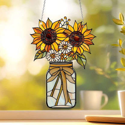 Beautiful Sunflower - Personalized Window Hanging Suncatcher Acrylic