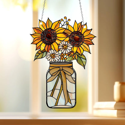 Beautiful Sunflower - Personalized Window Hanging Suncatcher Acrylic