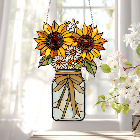 Beautiful Sunflower - Personalized Window Hanging Suncatcher Acrylic