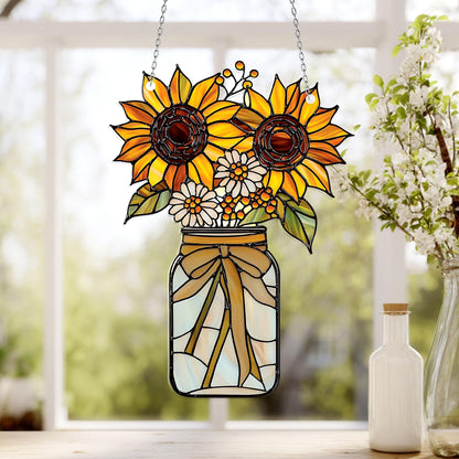 Beautiful Sunflower - Personalized Window Hanging Suncatcher Acrylic