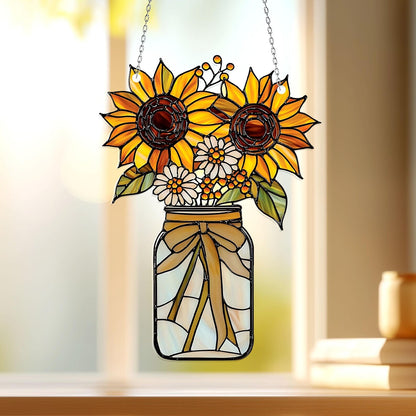 Beautiful Sunflower - Personalized Window Hanging Suncatcher Acrylic