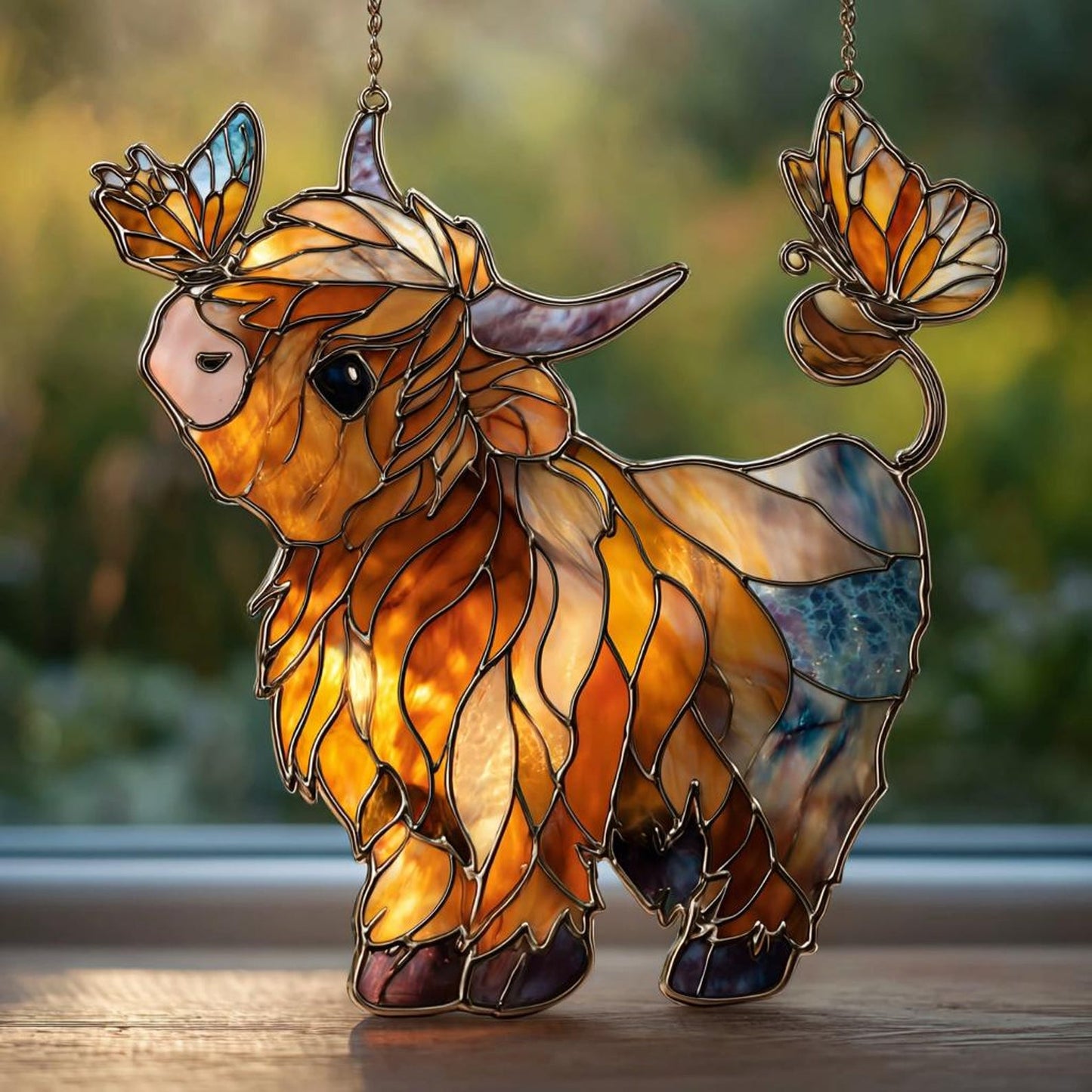 Cute Highland Cow Acrylic Suncatcher, Hangging Decor
