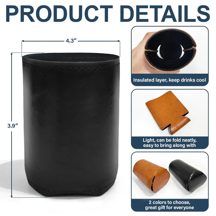 Funny Chicken F-Caw-F - Personalized Leather Can Cooler