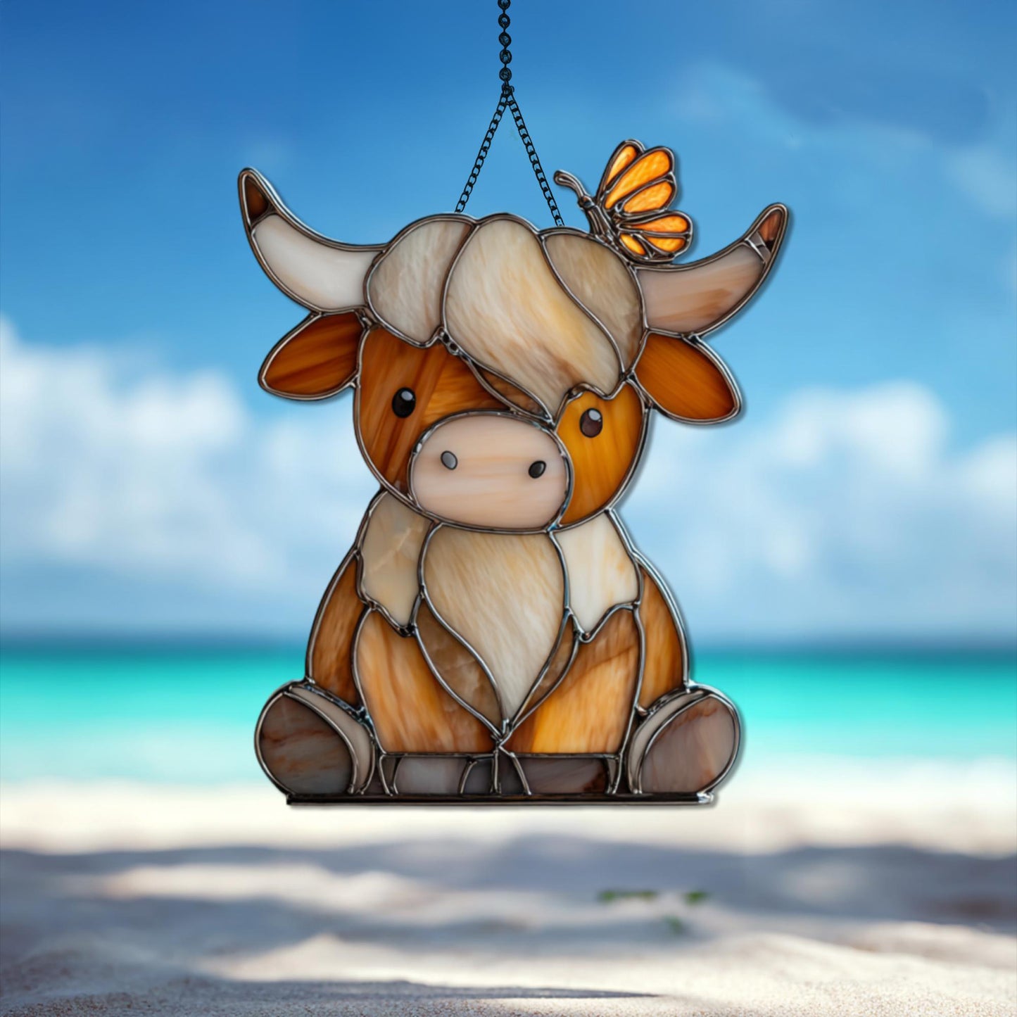 Cute Highland Cow Acrylic Suncatcher, Hangging Decor