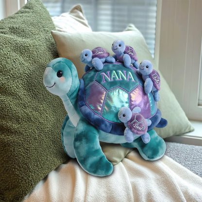 Turtle Gift For Mom Grandma - Personalized Grandma Faux Fur Shaped Pillow