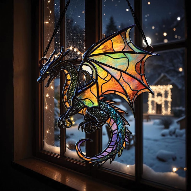 Colorful Magic Dragon Acrylic Window Hangings