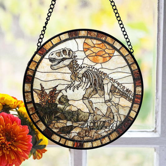 Dinosaur Skeleton Stained Glass Suncatcher