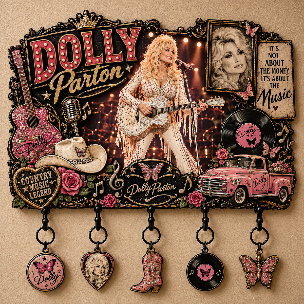 Dolly Parton Country Music Legend Vintage Wall Key Holder – Music Legend Wall Key Rack